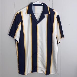 Blue and White Casual Button Down Shirt